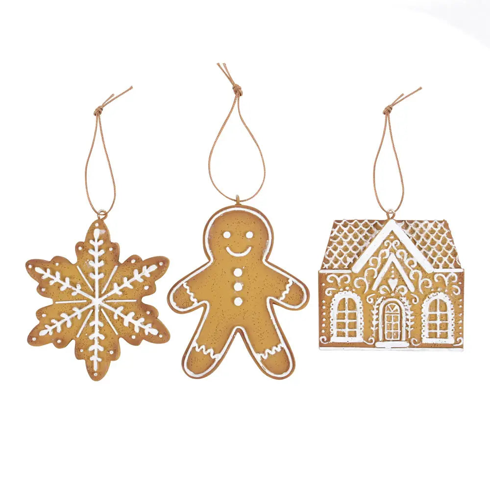 Set of 3 Hanging Gingerbread Christmas Decorations