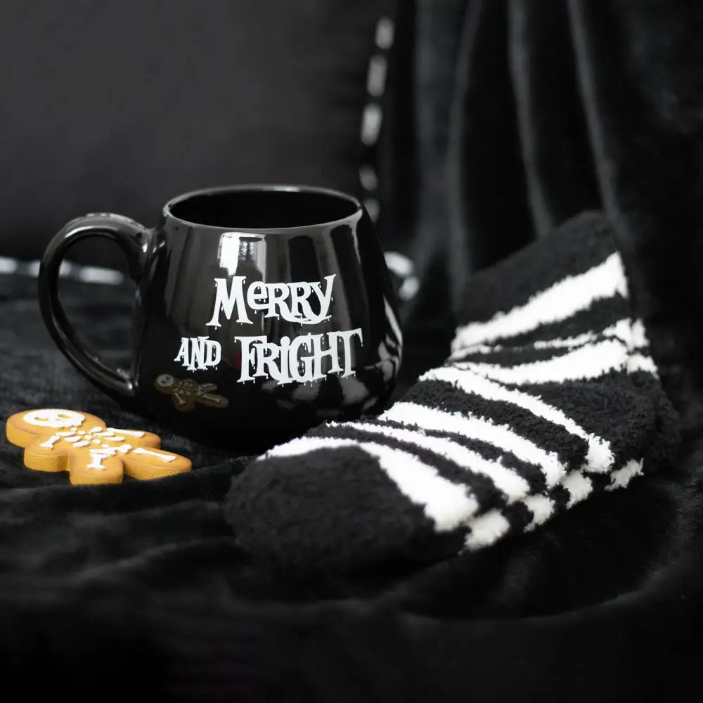Merry and Fright Gothic Christmas Mug and Socks Set