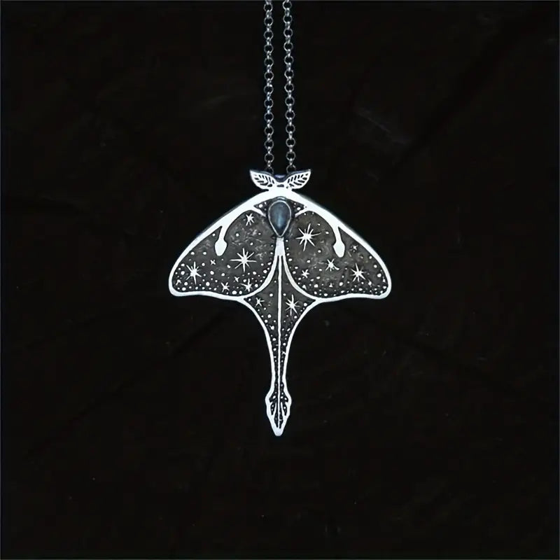 Silver Moth Necklace