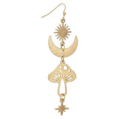 Magical Mushroom Lunar Gold Earrings