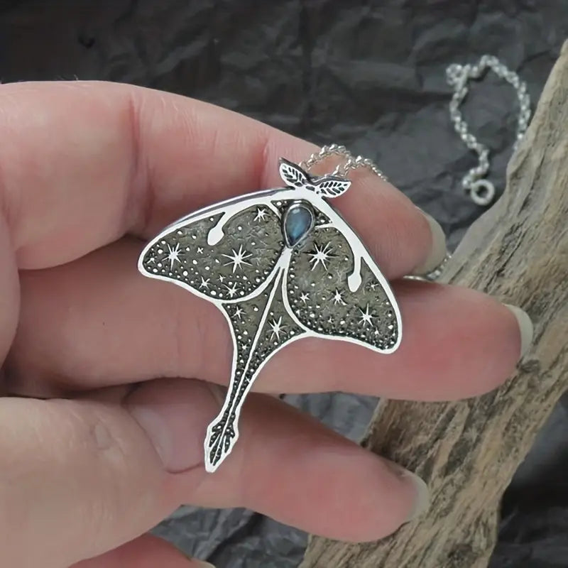 Silver Moth Necklace