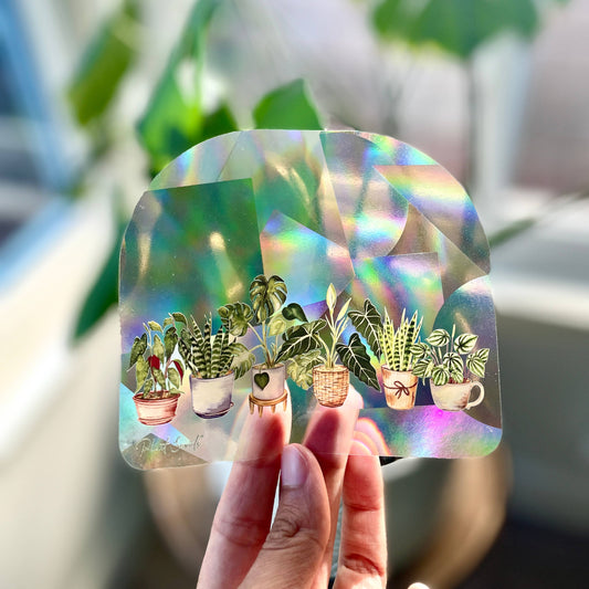 Suncatcher Window Decal Sticker Crystal - Potted Plant