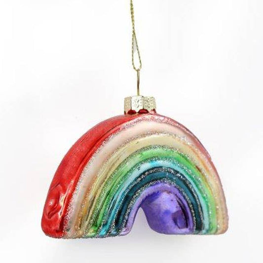 10cm Rainbow Glass Christmas Bauble Ornament