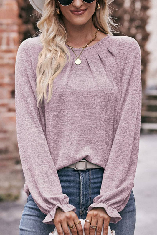 Oversized Loose Fit Shirred Pullover Top