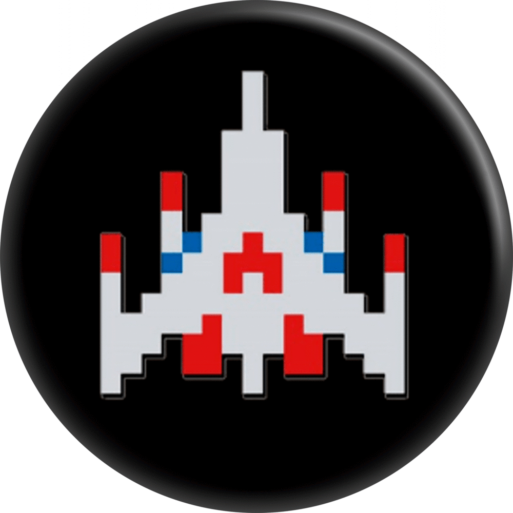 Galaga Like Spaceship on Black - 1 inch Pin-on Button