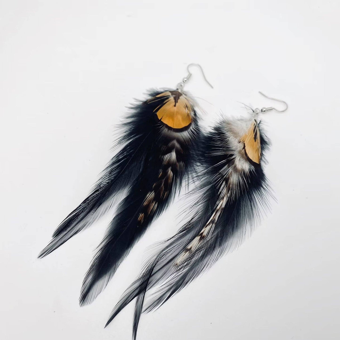 Western Style Vintage Black Feather Earrings
