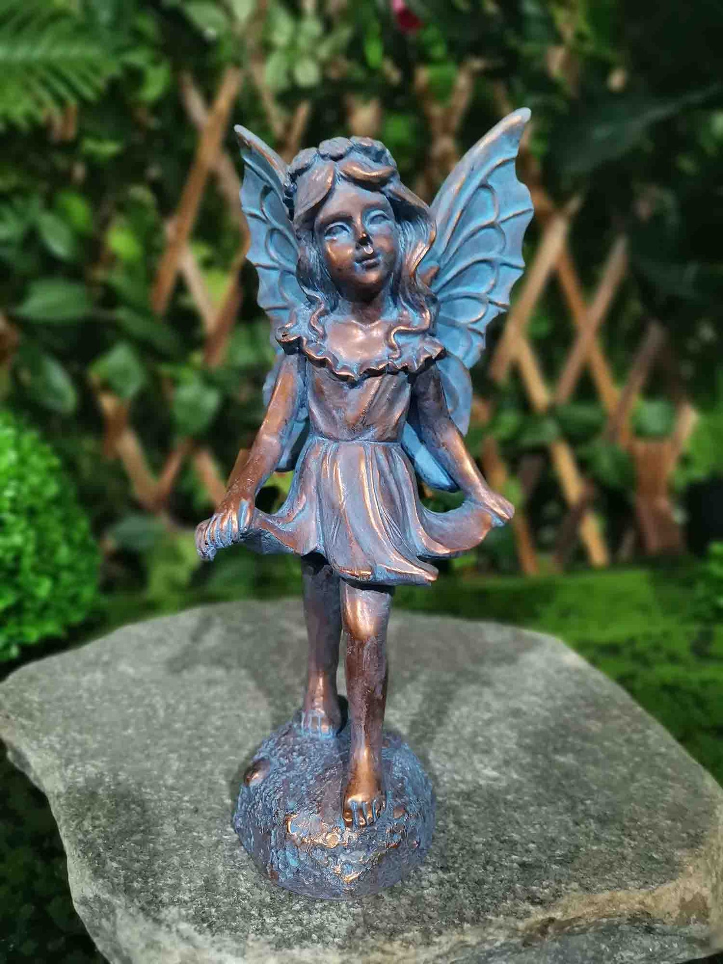 Mini Fairy "Curtsey" 10" Weathered Bronze Finish