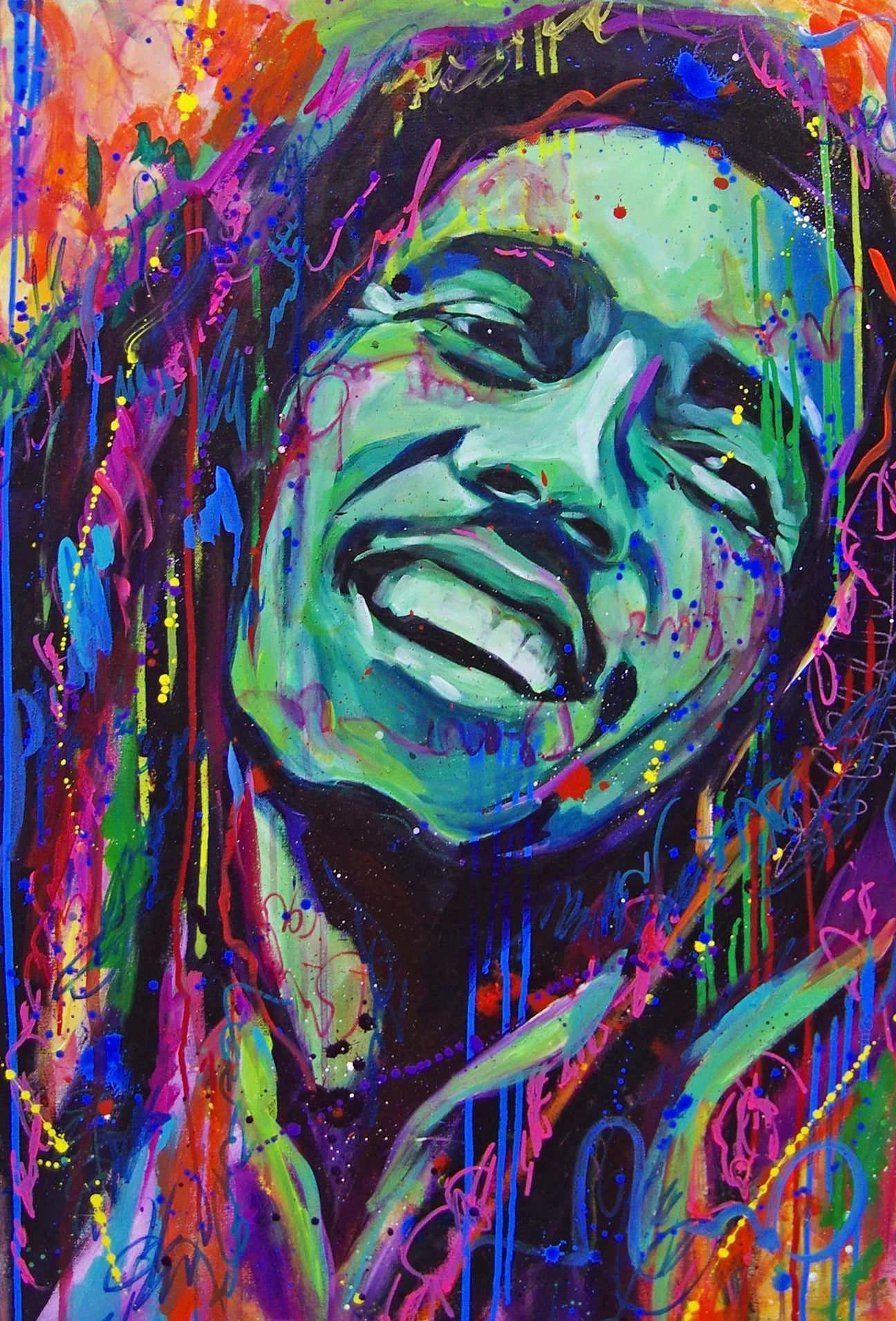 8"x8" Signed Canvas Print: Bob Marley