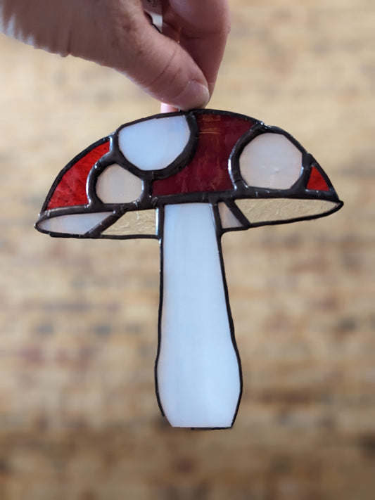 Stained Glass Red Mushrooms