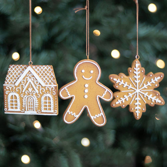 Set of 3 Hanging Gingerbread Christmas Decorations
