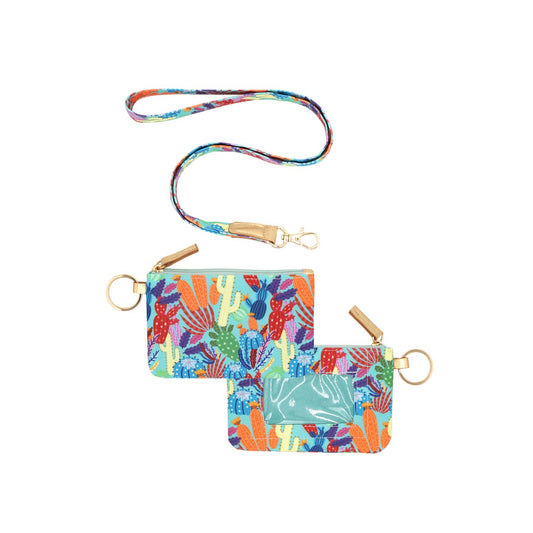 Bright Cactus ID Wallet and Detachable Lanyard