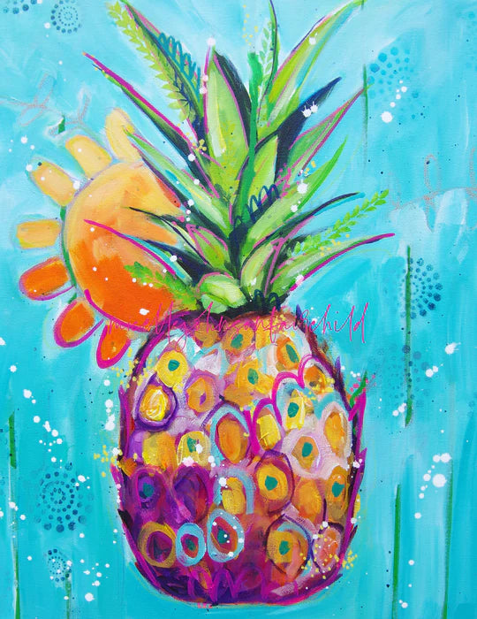 11"x14" Signed Print: Sunshine Pineapple